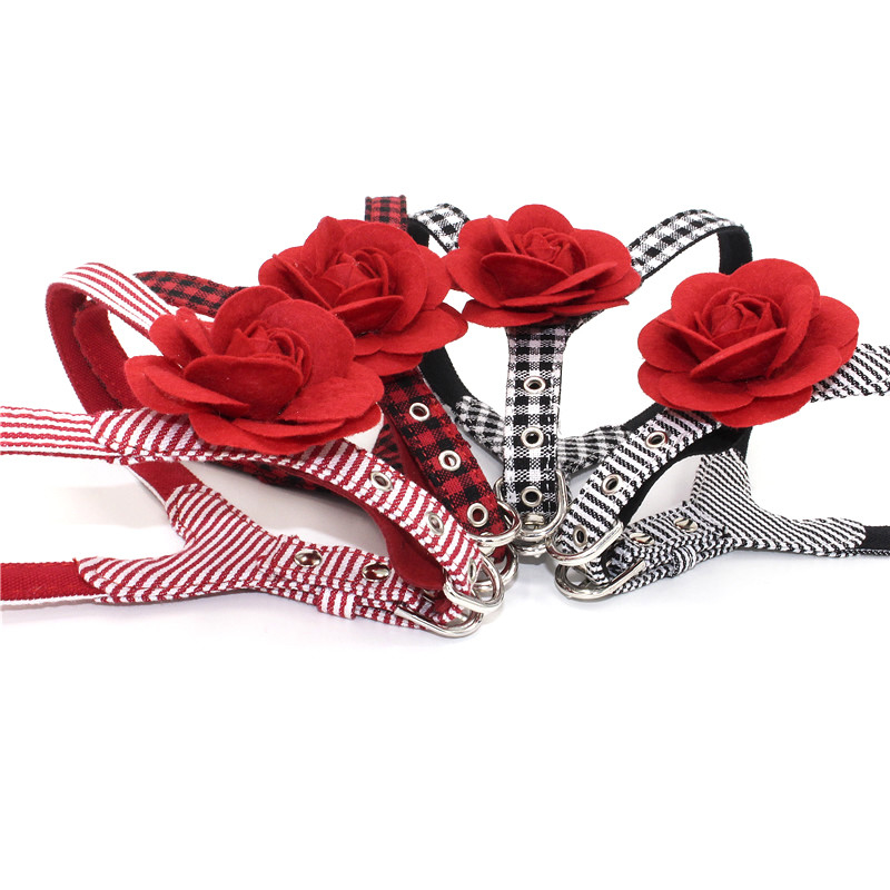 Cute Flower Dog Collars And Leashes Perfect Fit Harness With Safety Hooks