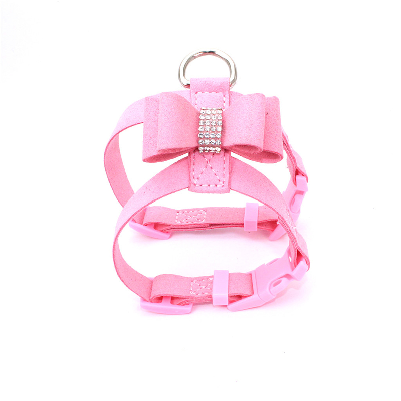Bowknot Soft Dog Vest Dog Collars And Leashes With Rhinestone Easy To Use