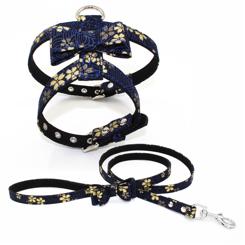 Lightweight Luxury Custom Leather Dog Harness Fiber Material For Small Medium Dog